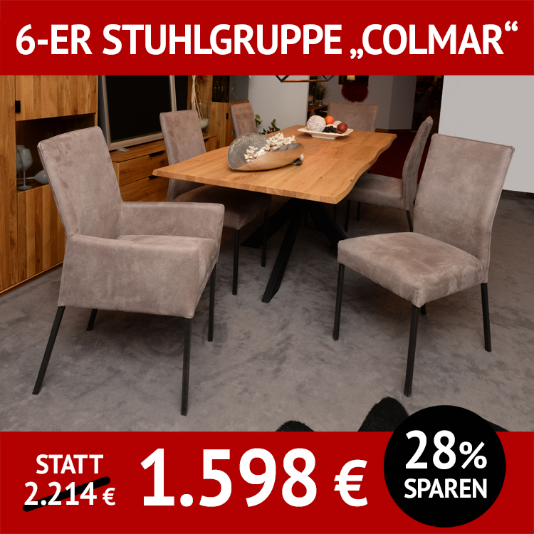 Stuhl COLMAR, 6-er-Gruppe aus 2 Armlehnstühle und 4 Stühle