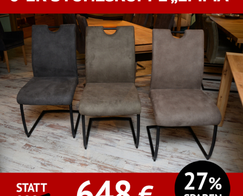 Stuhl EMMA, Freischwinger mit schwarzem Untergestell und Griff an der Rückenlehne