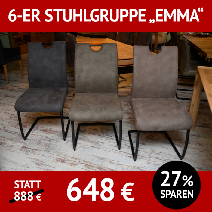 Stuhl EMMA, Freischwinger mit schwarzem Untergestell und Griff an der Rückenlehne Stuhl EMMA, Freischwinger mit schwarzem Untergestell und Griff an der Rückenlehne