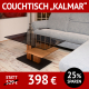 Couchtisch KALMAR ist höhenverstellbar, Fuß in Eiche massiv und Tischplatte aus Glas