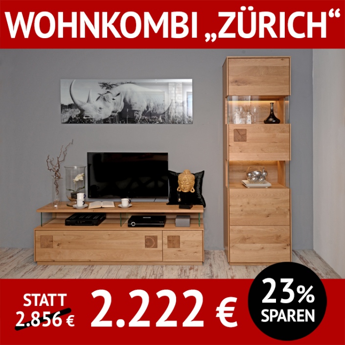 Wohnzimmerschränke ZÜRICH, Wildeiche massiv, Roheffekt geölt, TV-Lowboard und schmale Vitrine Wohnzimmerschränke ZÜRICH, Wildeiche massiv, Roheffekt geölt, TV-Lowboard und schmale Vitrine
