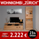 Wohnzimmerschränke ZÜRICH, Wildeiche massiv, Roheffekt geölt, TV-Lowboard und schmale Vitrine