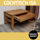 Couchtisch ISA, Wildeiche massiv, Schublade und Ablageboden