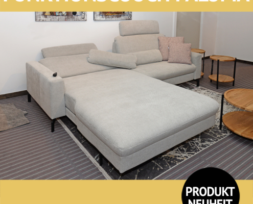 Sofa PALOMA mit viel Funktion, Maxi-Longchair, absenkbar, Sitztiefenverstellung