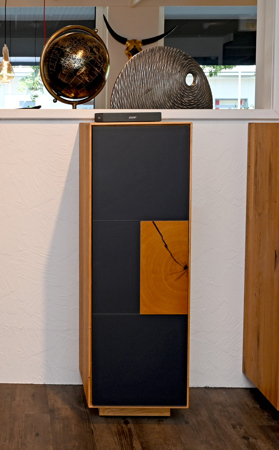 Garderobe KEMPTEN, Schuhschrank, Wildeiche, Glas anthrazit Garderobe KEMPTEN, Schuhschrank, Wildeiche, Glas anthrazit