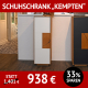 Garderobe KEMPTEN, Schuhschrank, Wildeiche, Glas weiß,