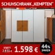 Garderobe KEMPTEN, Schuhschrank, Wildeiche, Glas weiß,