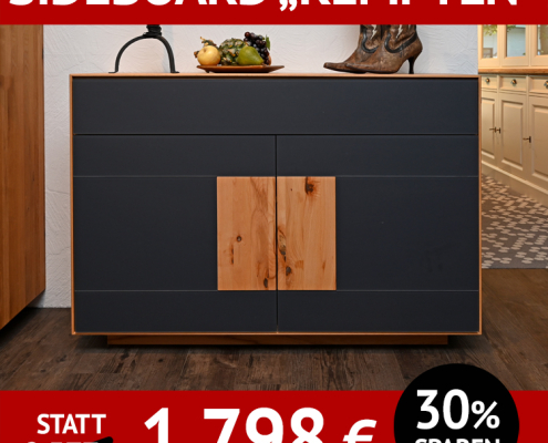 Garderobe KEMPTEN, Sideboard, Kernbuche, Glas anthrazit