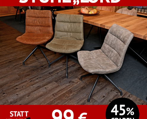 Stuhl LORD, drehbar, Mikrofaser-Bezug, cognac, oliv oder taupe