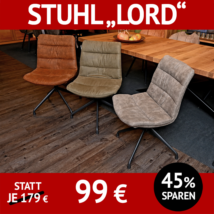 Stuhl LORD, drehbar, Mikrofaser-Bezug, cognac, oliv oder taupe
