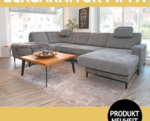 Sofa PIPPA mit viel Funktion, Longchair, absenkbar, 2,5-Sitzer mit Sitzvorzug