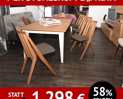 4er-Stuhlgruppe FREYA, handwerklich gearbeiteter Sprossenstuhl
