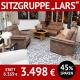Sofa LARS als komplette Sitzgruppe, 3- und 2-Sitzer und Sessel, 3-Sitzer mit Sitzvorzug