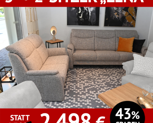 Sofa LENA als 3- und 2-Sitzer mit Kopfteilverstellung