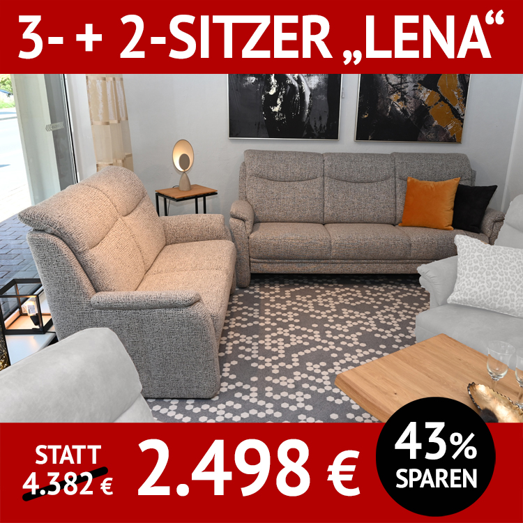 Sofa LENA als 3- und 2-Sitzer mit Kopfteilverstellung