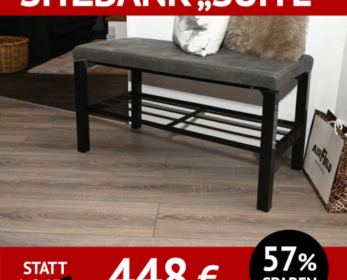 Bank mit Leder SUITE, Lederpolster und mit Ablagerost
