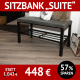 Bank mit Leder SUITE, Lederpolster und mit Ablagerost
