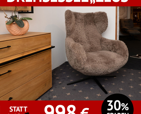 Ohren-Sessel ZEUS, drehbar, bezogen mit kuscheligem Teddystoff