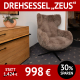 Ohren-Sessel ZEUS, drehbar, bezogen mit kuscheligem Teddystoff