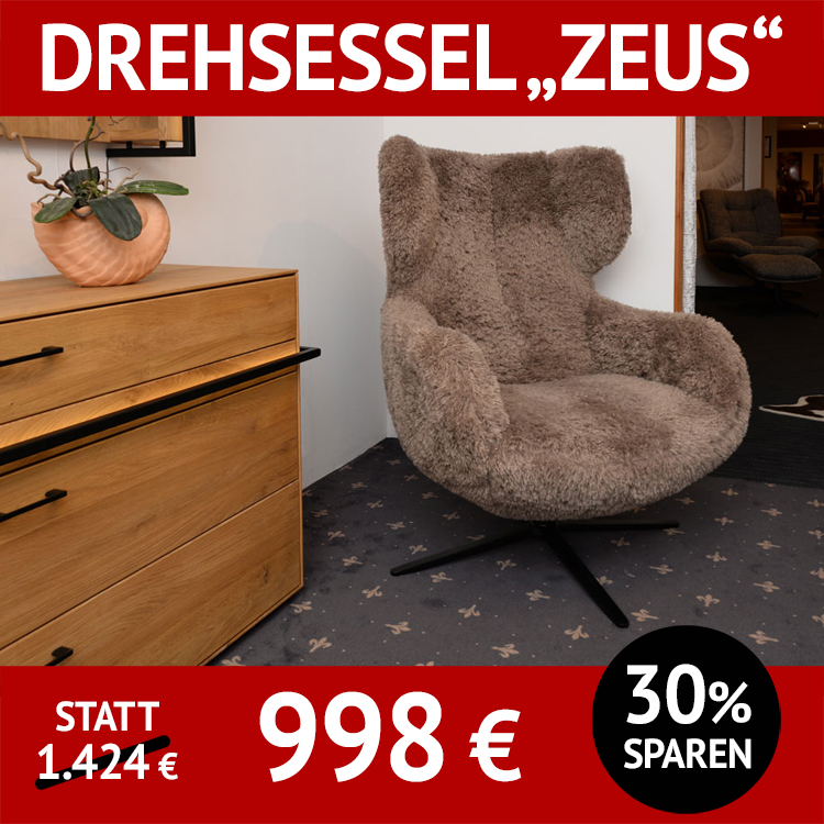 Ohren-Sessel ZEUS, drehbar, bezogen mit kuscheligem Teddystoff